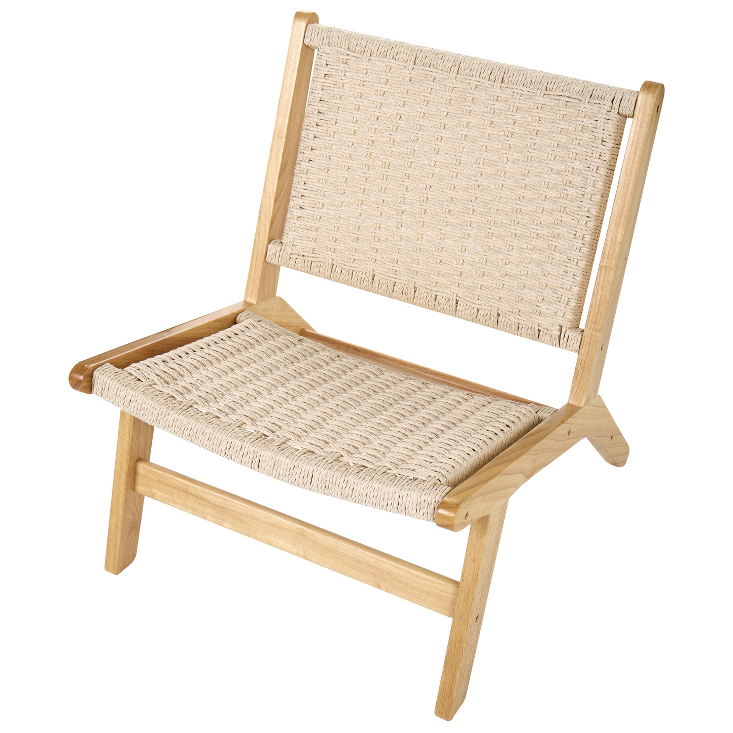 Armchair Light Brown Rubberwood Paper Rope Woven Seat Boho