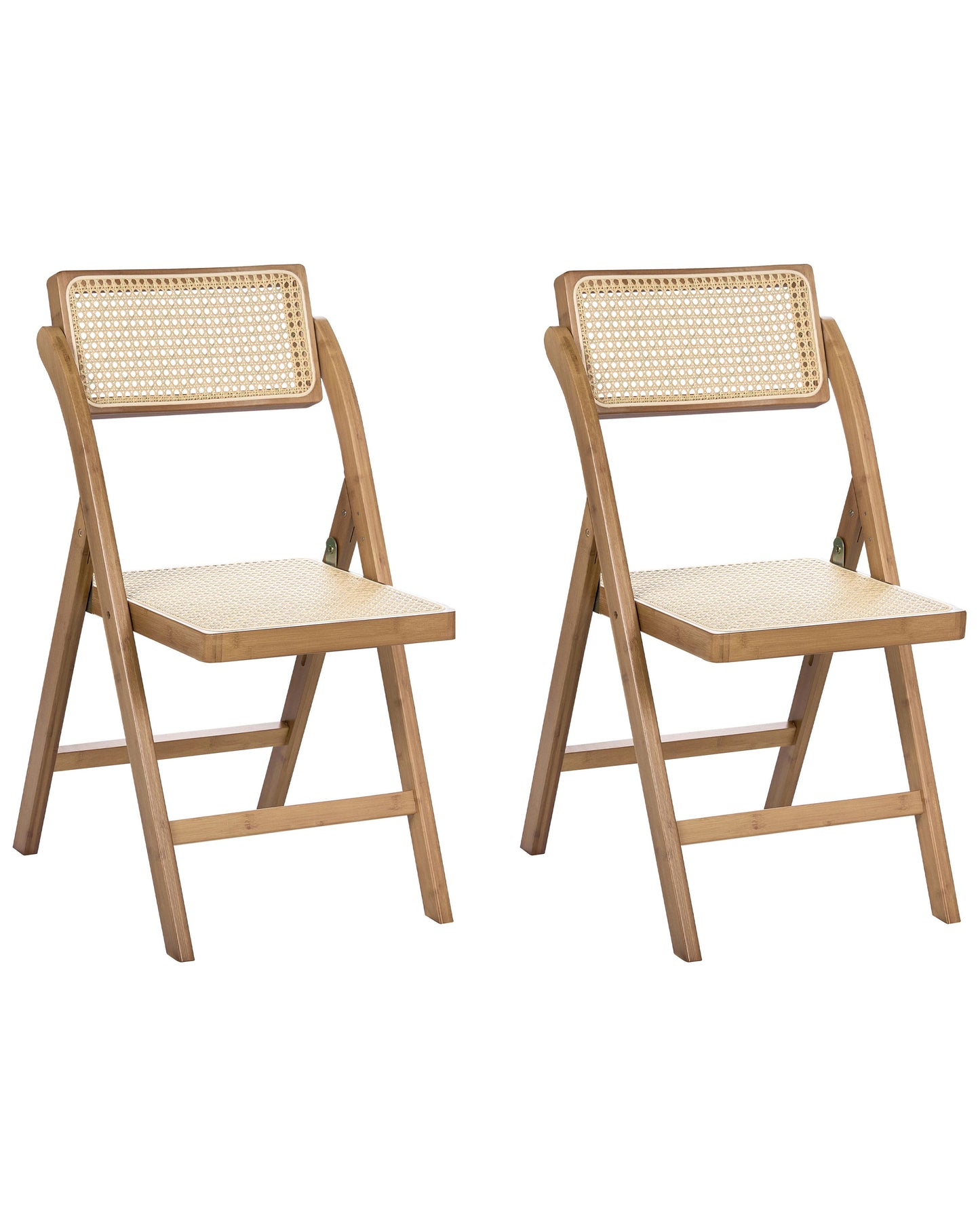 Foldable Dining Chairs Set Of 2 Brown Bamboo Wood Rattan