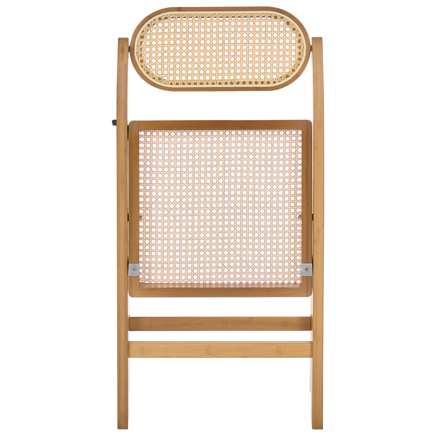 Brown Bamboo Wood Rattan Folding Dining Chairs Set Of 2 With Adjustable Backrest