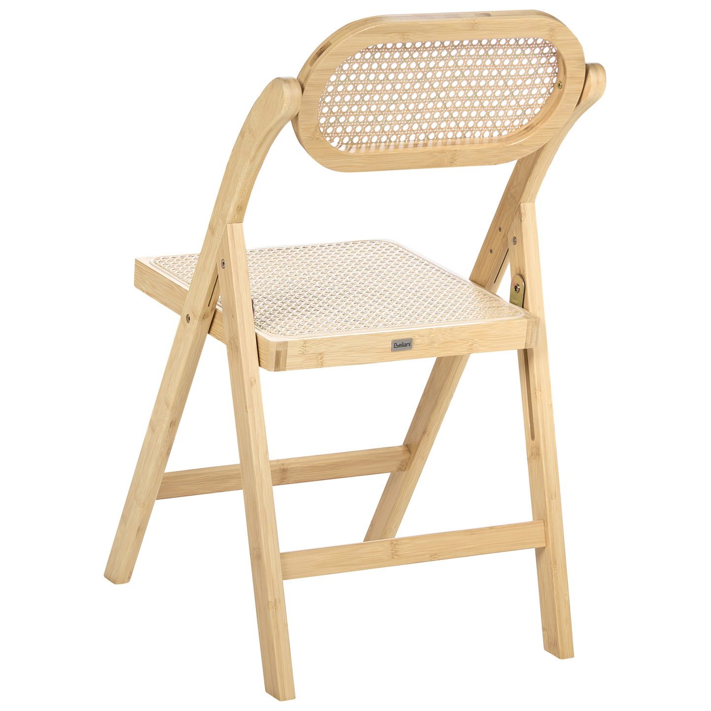 Bamboo Rattan Folding Dining Chairs Set of 2 Light Brown