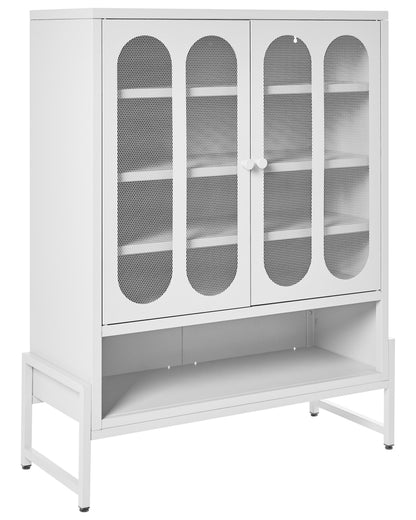 2 Door White Steel Sideboard Perforated Doors 5 Shelves