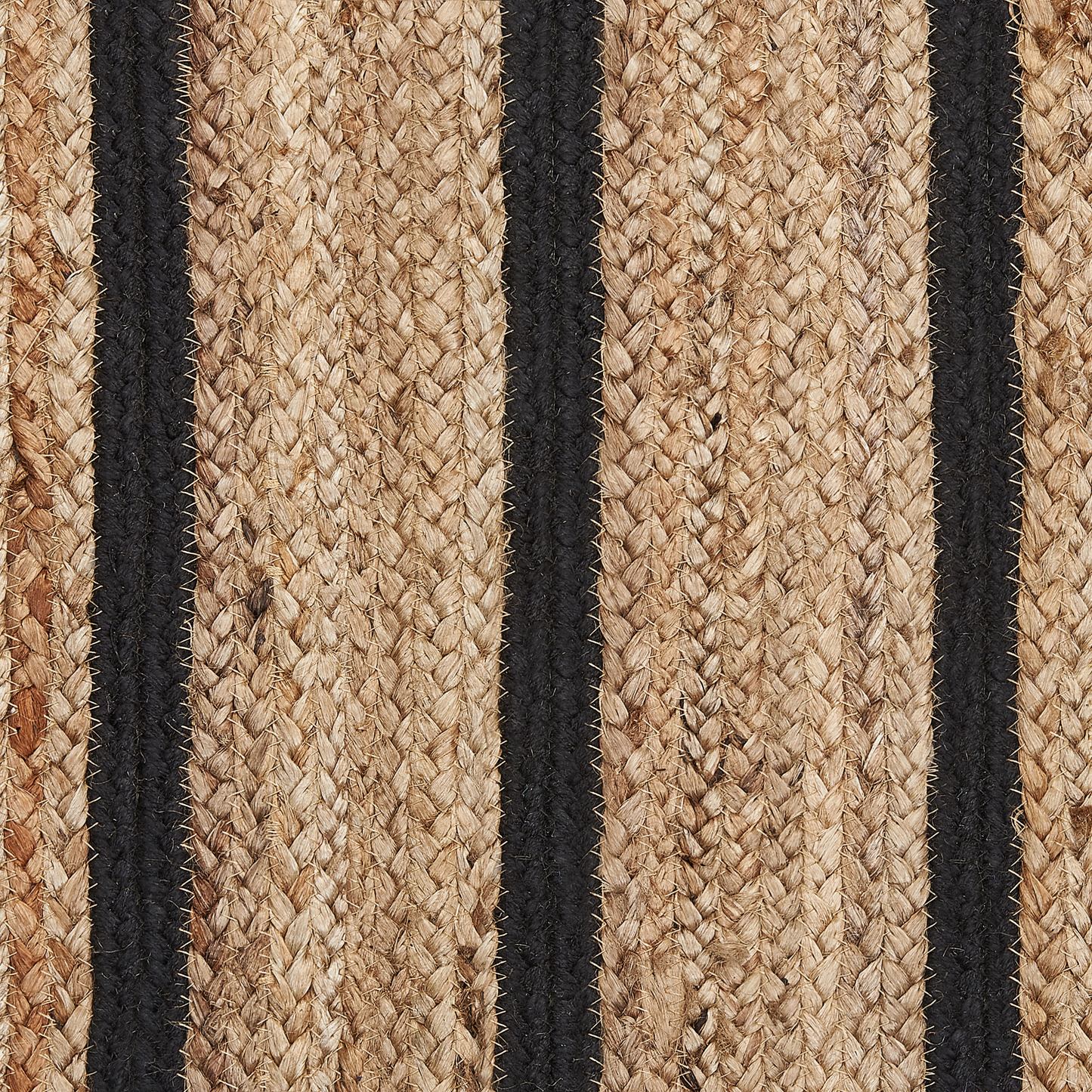 Rustic Boho Black Beige Cotton Jute Area Rug 80 x 150cm