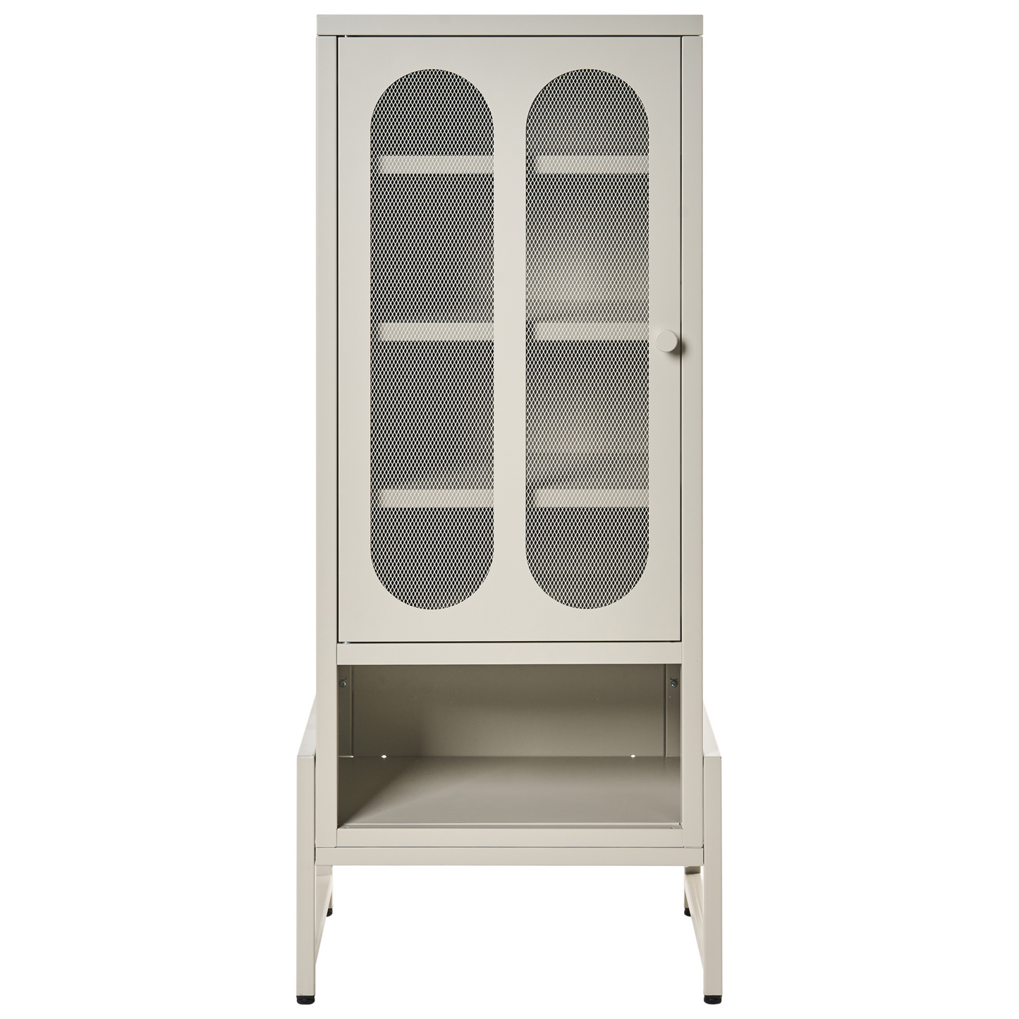 Home 1 Door Beige Cashmere Steel Sideboard With Perforated Doors