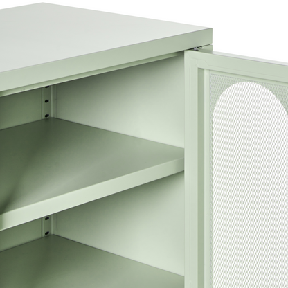 Mint Green Steel 2 Door Sideboard Perforated Doors