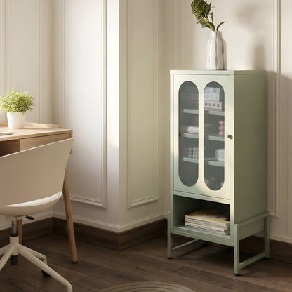 Mint Green Steel One Door Sideboard Five Shelves