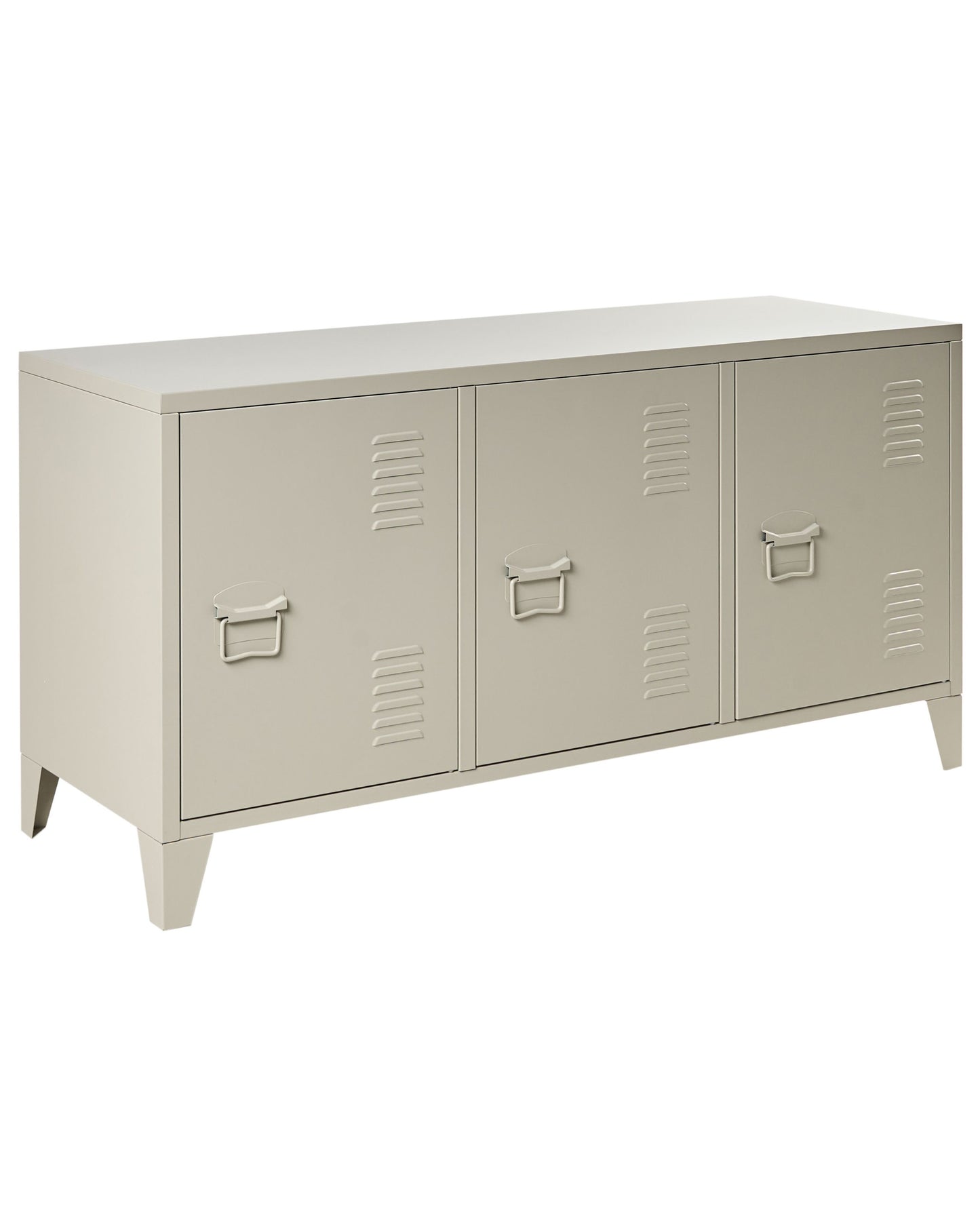 Home 3 Door Beige Steel Sideboard With Adjustable Shelves
