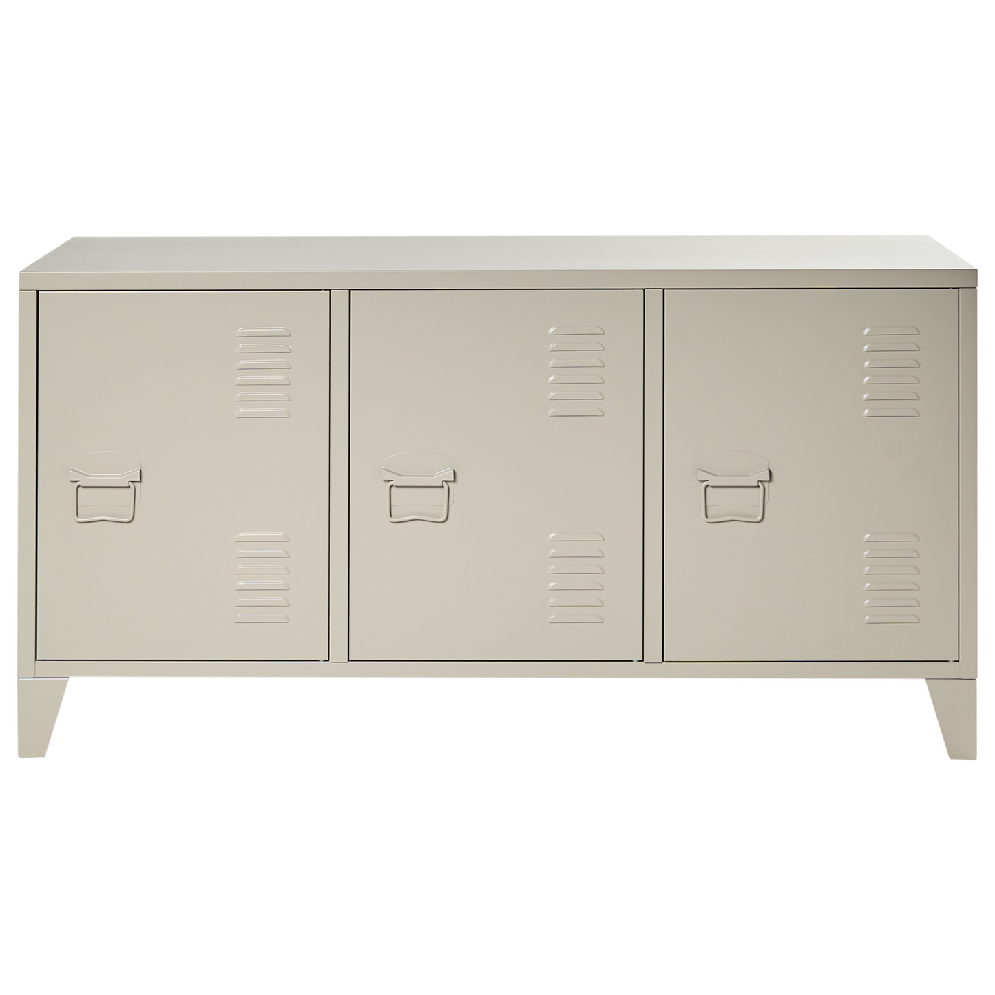 Home 3 Door Beige Steel Sideboard With Adjustable Shelves