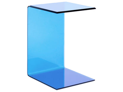 Side Table Cantilever Semi Transparent Blue Glass 40 X 61cm