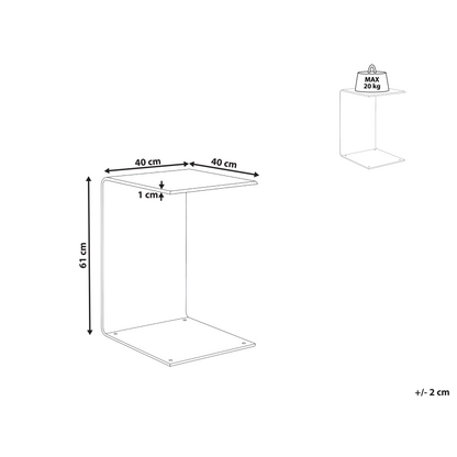 Side Table Cantilever Semi Transparent Blue Glass 40 X 61cm