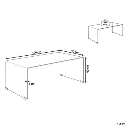 Vogui Glass Coffee Table Blue Semi Transparent 100 x 50cm