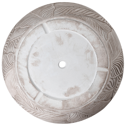 Fibre Clay Planter Beige 47cm Indoor Outdoor Leaf Pattern