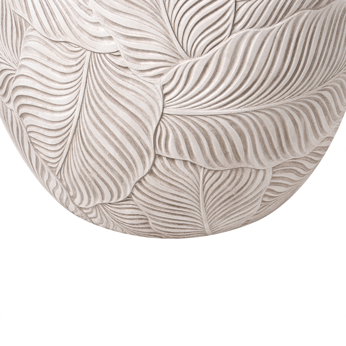 Fibre Clay Planter Beige 47cm Indoor Outdoor Leaf Pattern