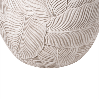Fibre Clay Planter Beige 47cm Indoor Outdoor Leaf Pattern