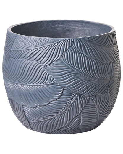 Leaf Pattern Grey Fibre Clay Indoor Outdoor Planter 47cm