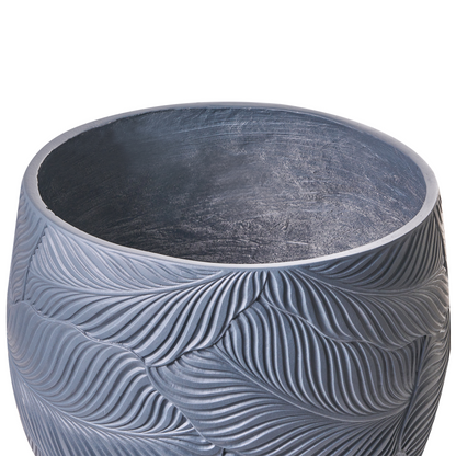 Leaf Pattern Grey Fibre Clay Indoor Outdoor Planter 47cm