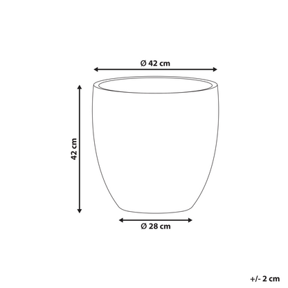 Beige Fibre Clay Flower Pot Light With Leaf Pattern Round 42cm Indoor Outdoor Planter