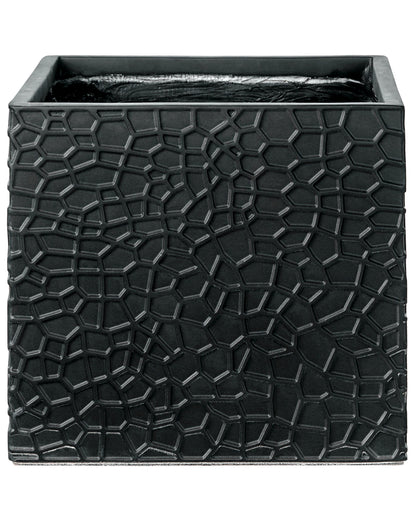 Black Fibre Clay Flower Pot Square Planter Indoor Outdoor 44 x 44 x 38cm
