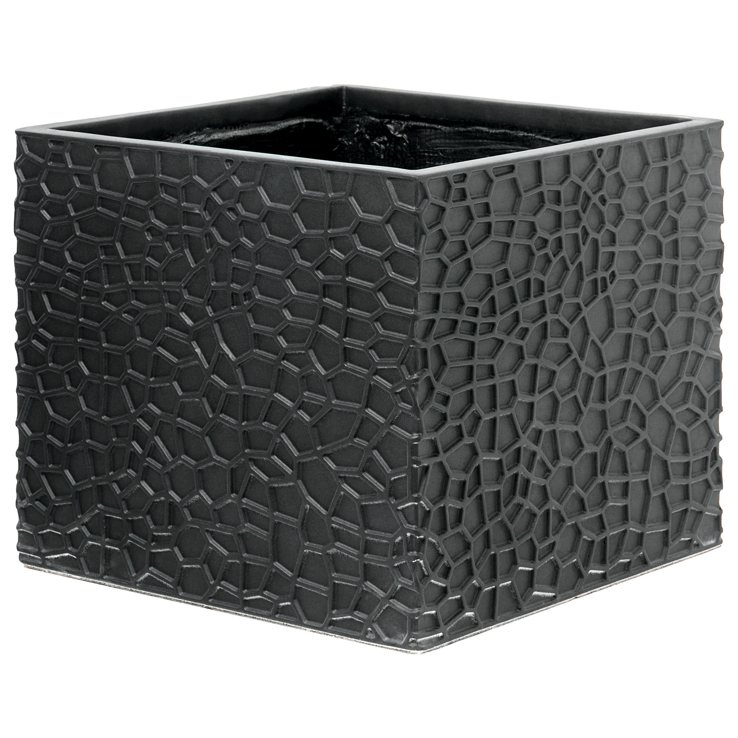 Black Fibre Clay Flower Pot Square Planter Indoor Outdoor 44 x 44 x 38cm