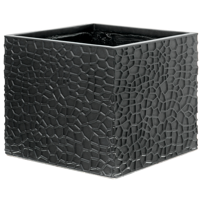 Black Fibre Clay Flower Pot Square Planter Indoor Outdoor 44 x 44 x 38cm