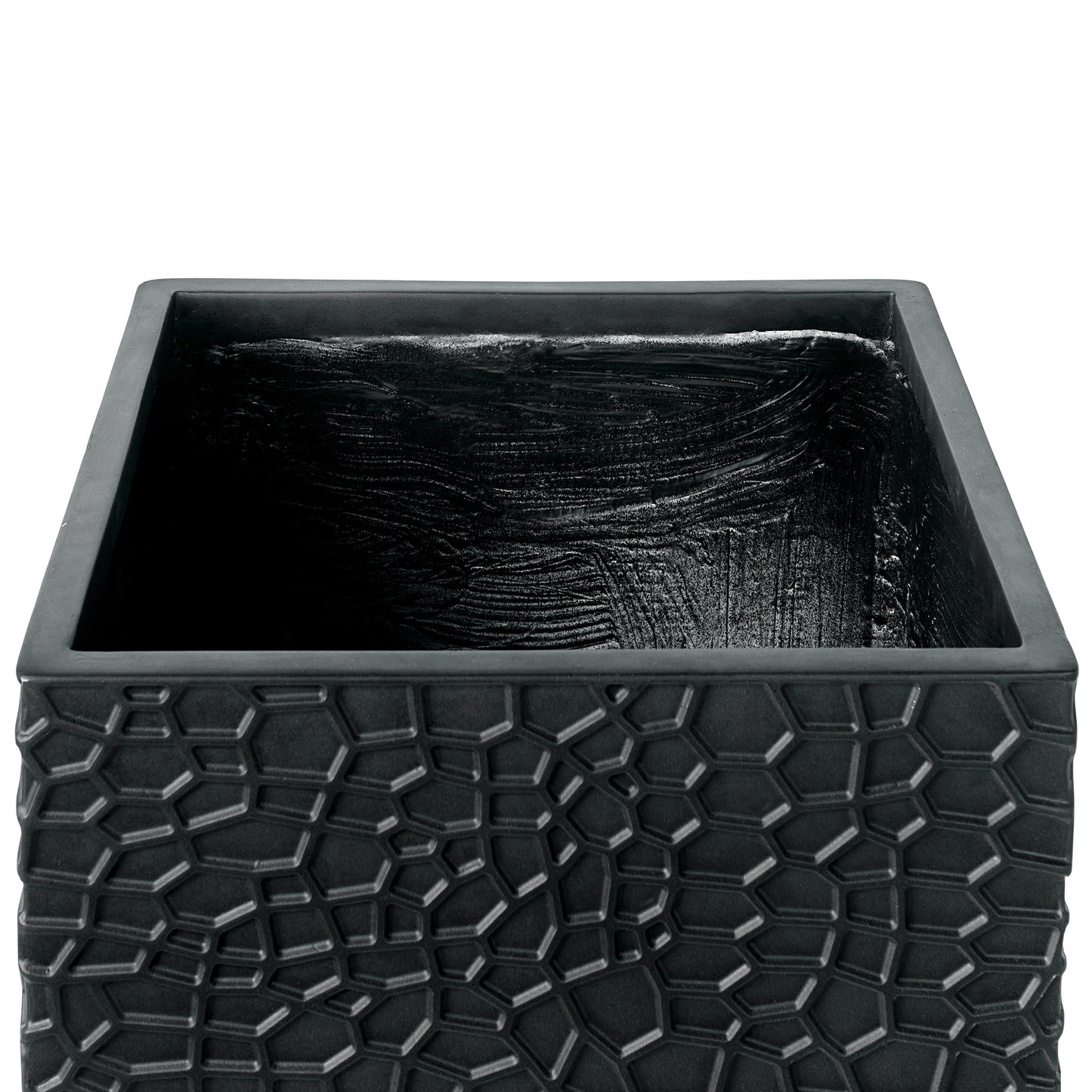 Black Fibre Clay Flower Pot Square Planter Indoor Outdoor 44 x 44 x 38cm