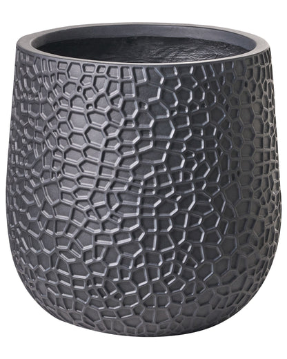 Black Fibre Clay Round Planter 41 x 41 x 43cm Indoor Outdoor