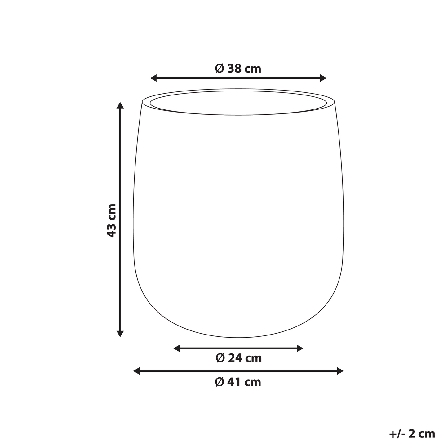 Black Fibre Clay Round Planter 41 x 41 x 43cm Indoor Outdoor