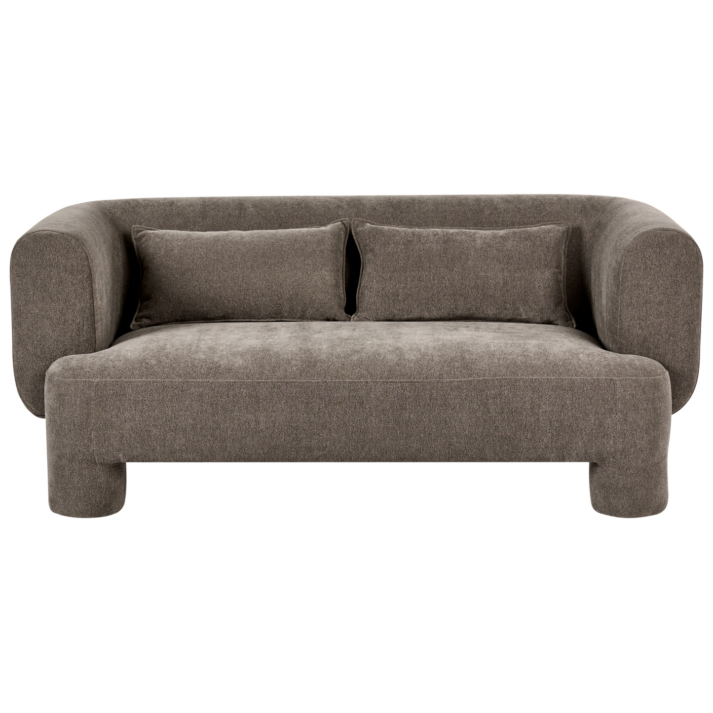 Soft Curved Brown Fabric 3 Seater Sofa Set Loveseat