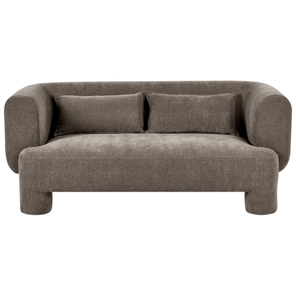 Soft Curved Brown Fabric 3 Seater Sofa Set Loveseat