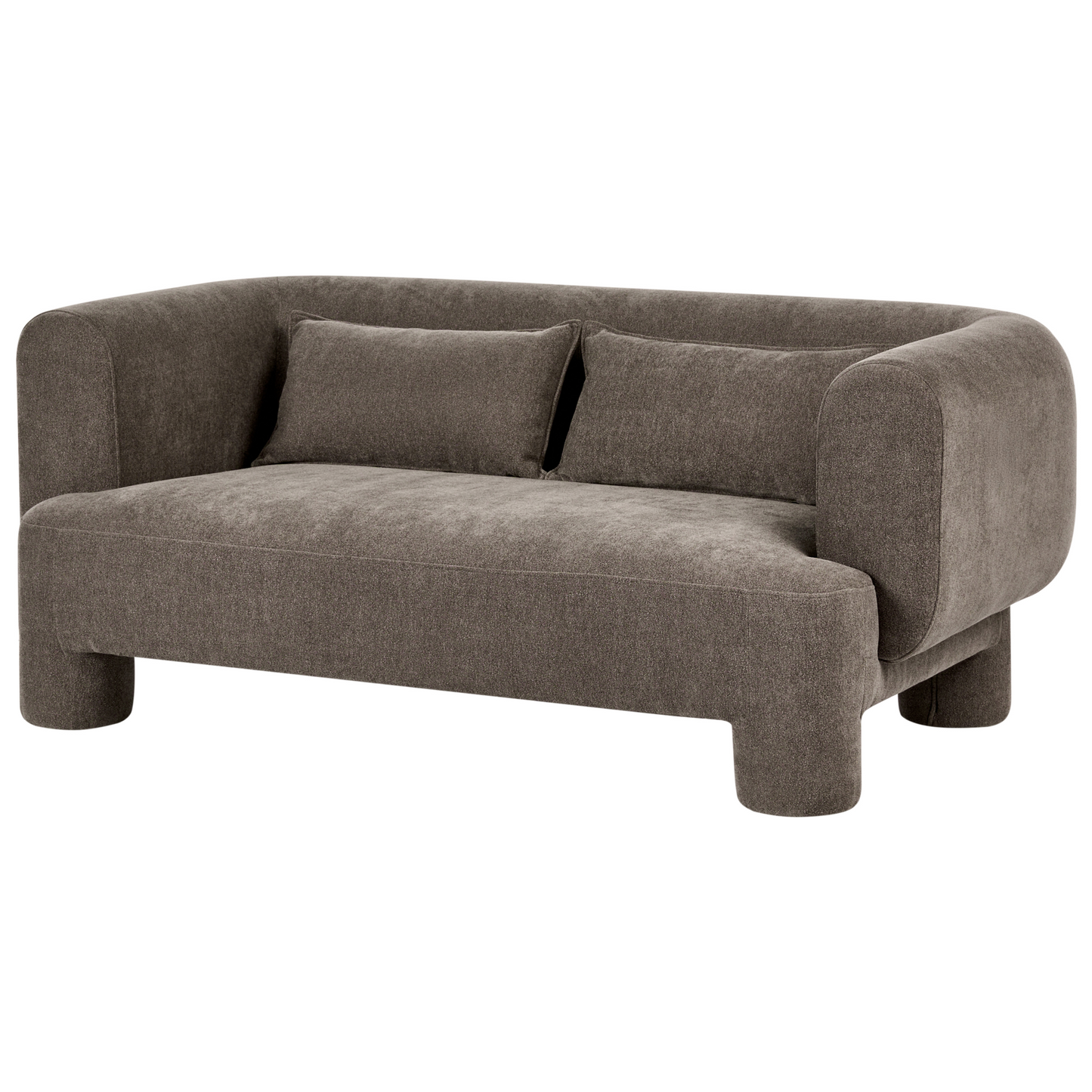 Soft Curved Brown Fabric 3 Seater Sofa Set Loveseat
