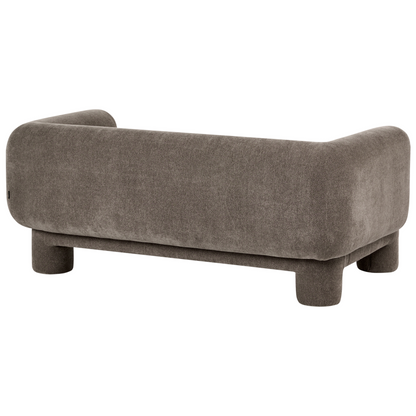 Soft Curved Brown Fabric 3 Seater Sofa Set Loveseat