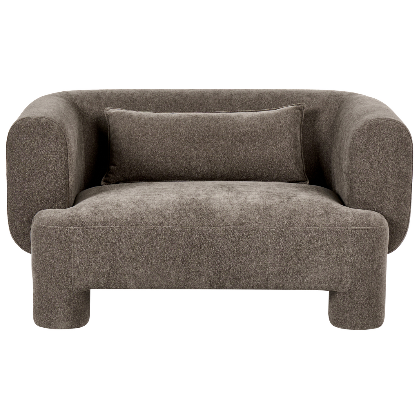Soft Curved Brown Fabric 3 Seater Sofa Set Loveseat