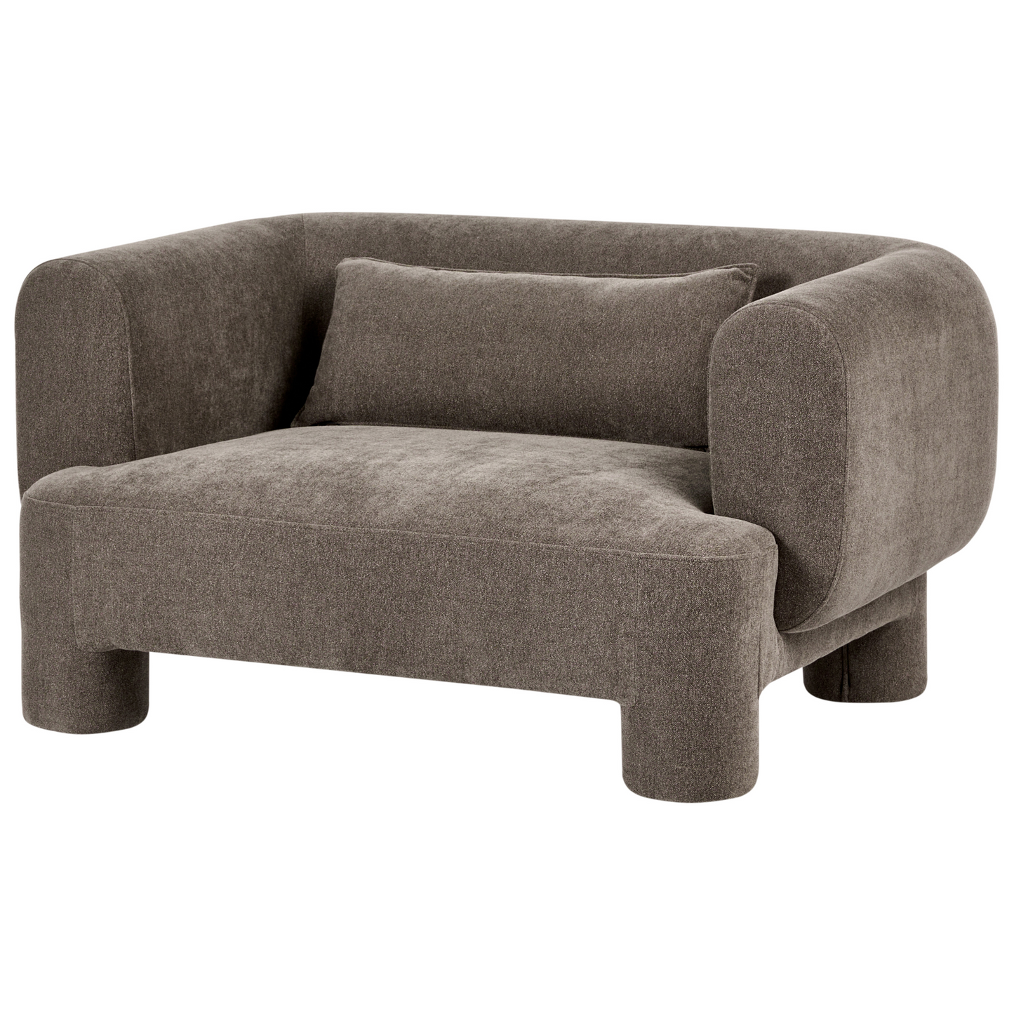 Soft Curved Brown Fabric 3 Seater Sofa Set Loveseat
