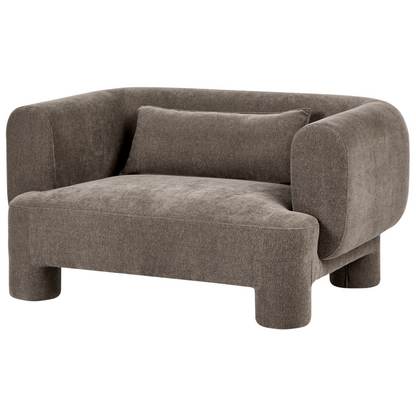 Soft Curved Brown Fabric 3 Seater Sofa Set Loveseat