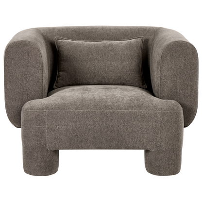 Soft Curved Brown Fabric 3 Seater Sofa Set Loveseat