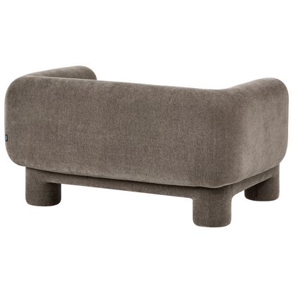 Retro Minimalist Living Room Set Brown Fabric Soft Curved 3 Seater Sofa