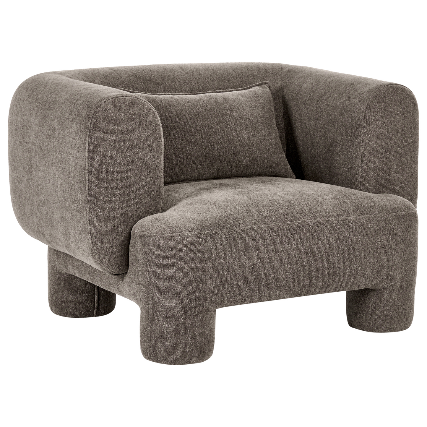 Retro Minimalist Living Room Set Brown Fabric Soft Curved 3 Seater Sofa