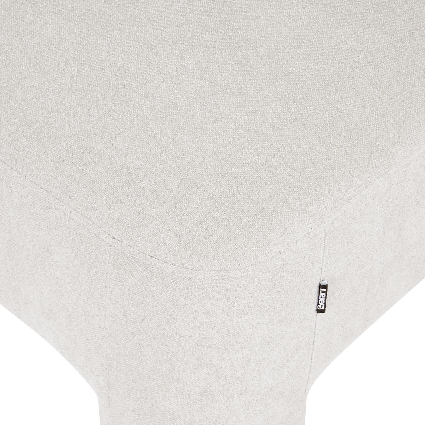 White Fabric Ottoman with Plush Texture and Cylindrical Legs Organic Style