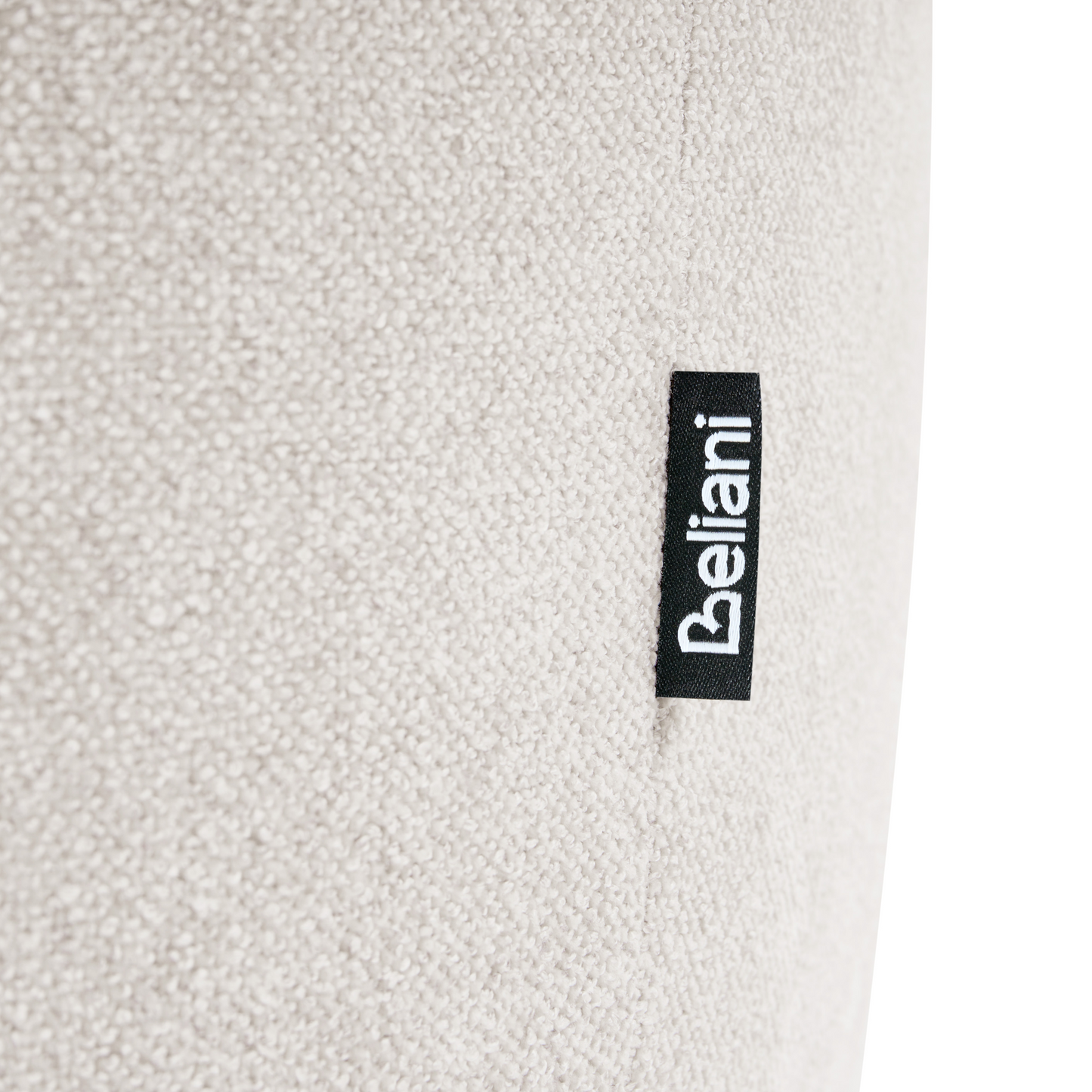 White Fabric Ottoman with Plush Texture and Cylindrical Legs Organic Style
