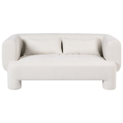 Curved White Fabric Living Room Set Sofa Loveseat Armchair