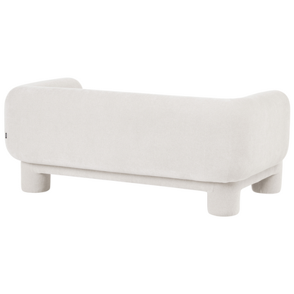 Curved White Fabric Living Room Set Sofa Loveseat Armchair