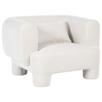 Curved White Fabric Living Room Set Sofa Loveseat Armchair
