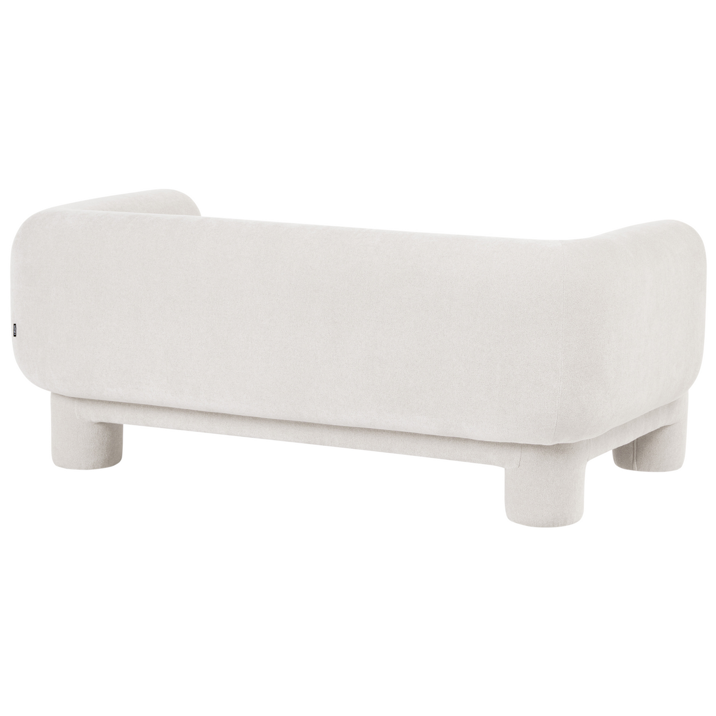 Living Room Set White Fabric Soft Curved 3 Seater Sofa