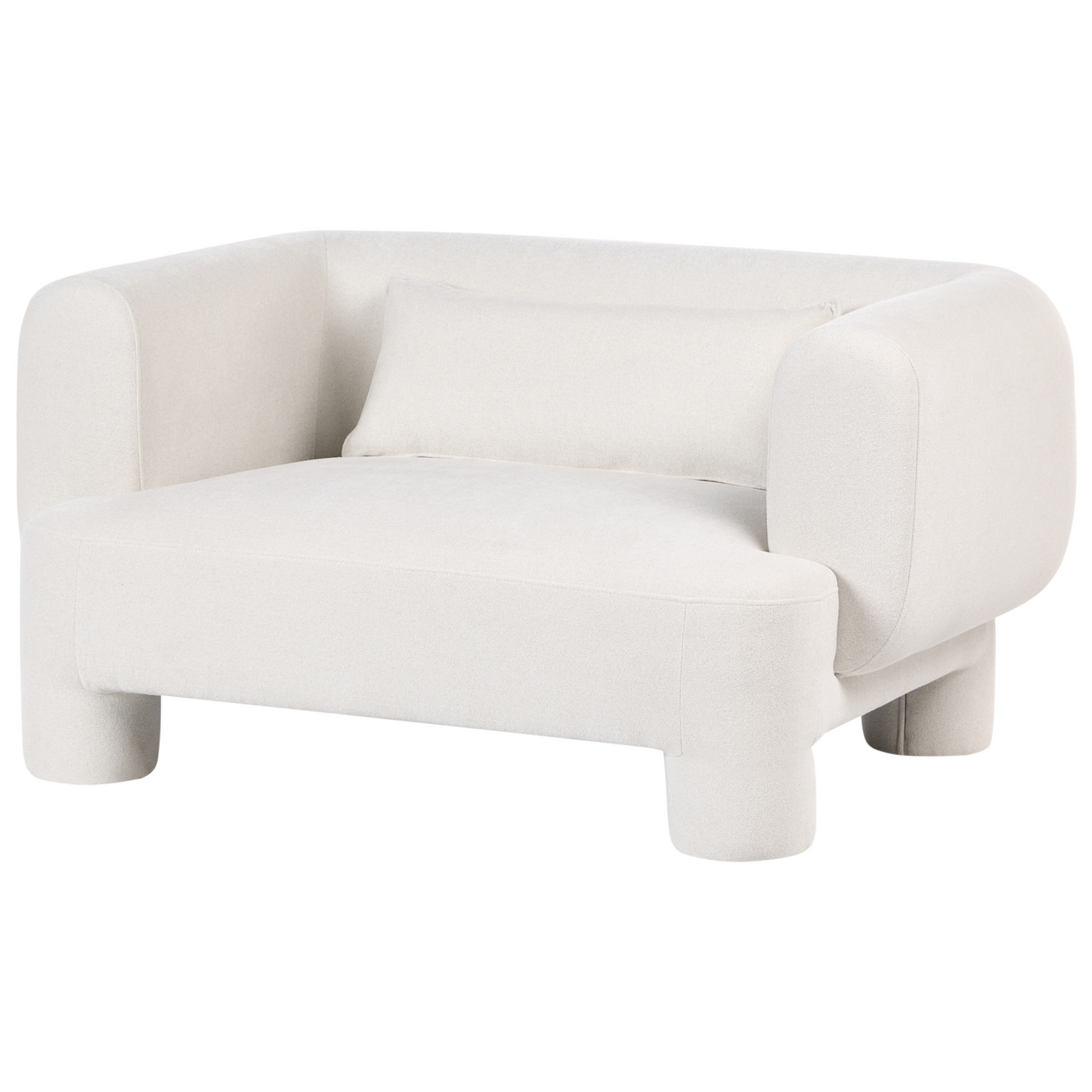 Living Room Set White Fabric Soft Curved 3 Seater Sofa