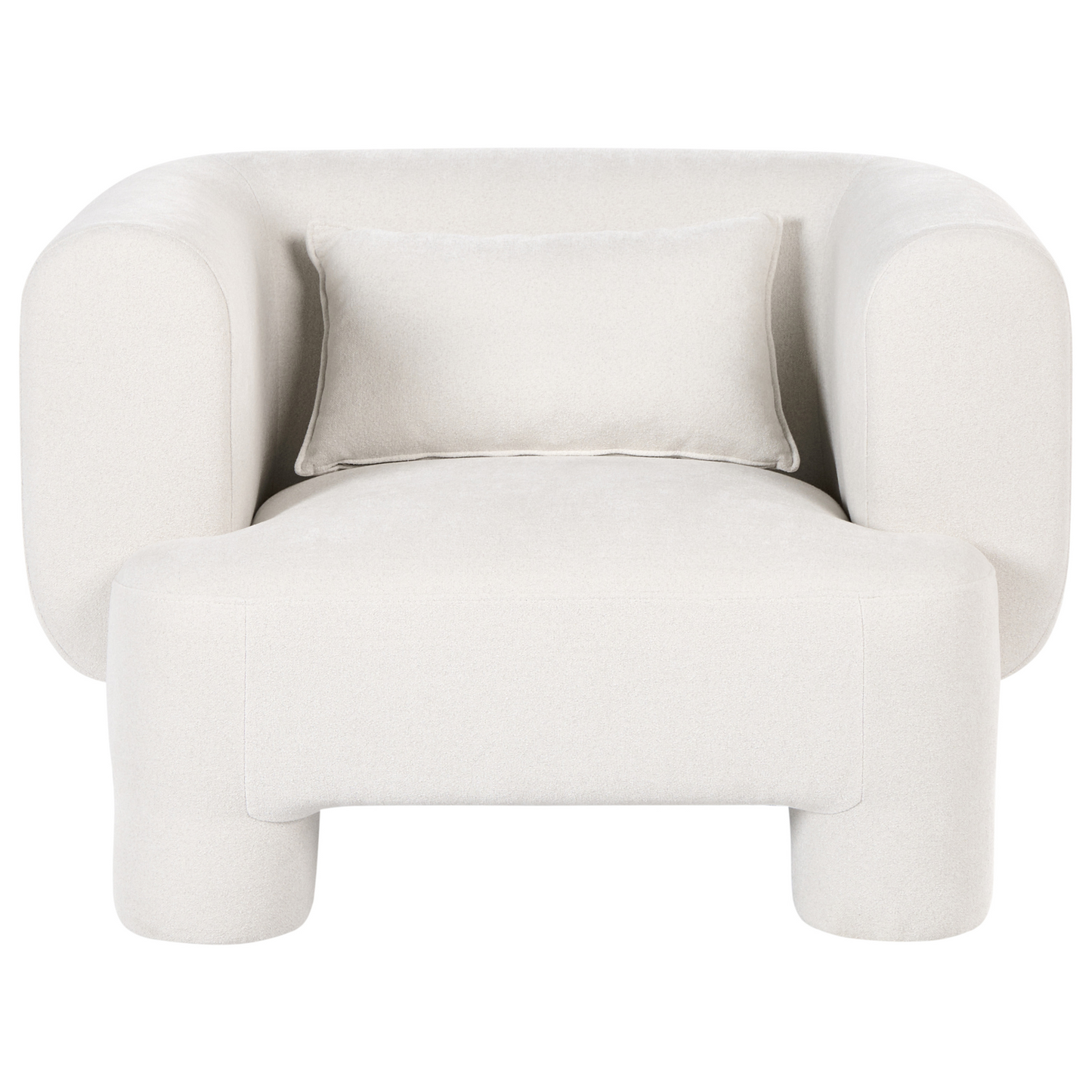 Living Room Set White Fabric Soft Curved 3 Seater Sofa