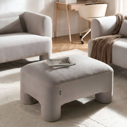 Ottoman Dark Beige Fabric Plush Cylindrical Legs