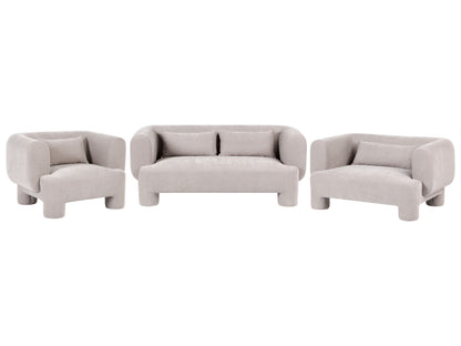 Dark Beige Curved 3 Seater Sofa Loveseat Armchair