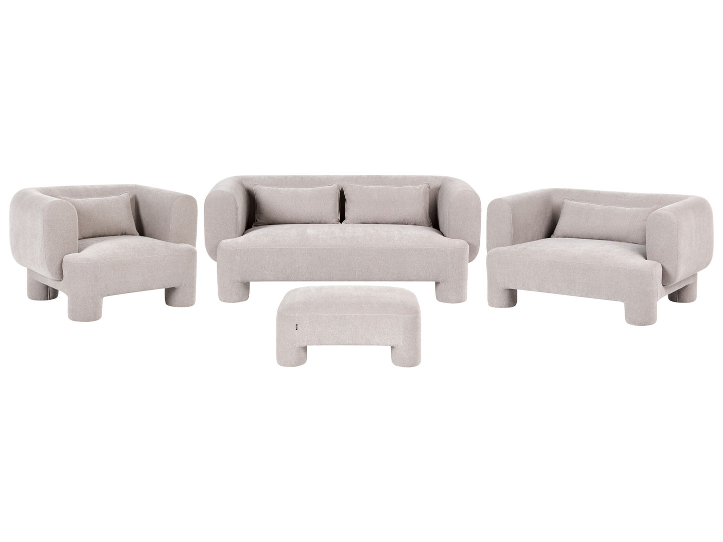 Home Living Room Set Dark Beige Soft Curved 3 Seater Sofa