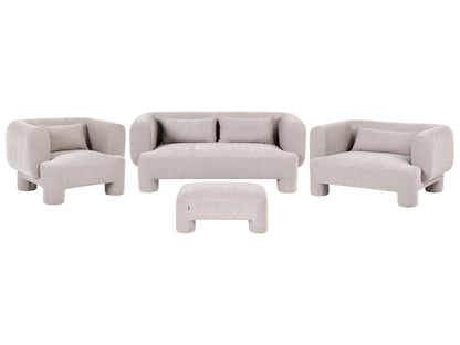 Home Living Room Set Dark Beige Soft Curved 3 Seater Sofa