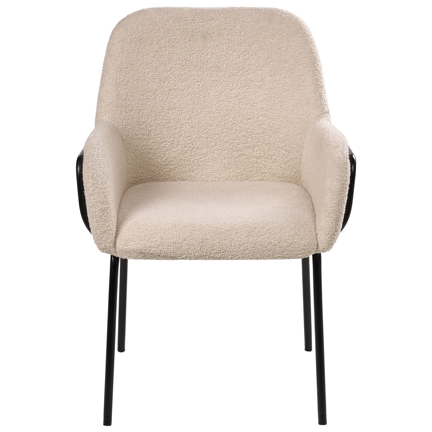 Boucl? Dining Chair Light Beige With Black Iron Base
