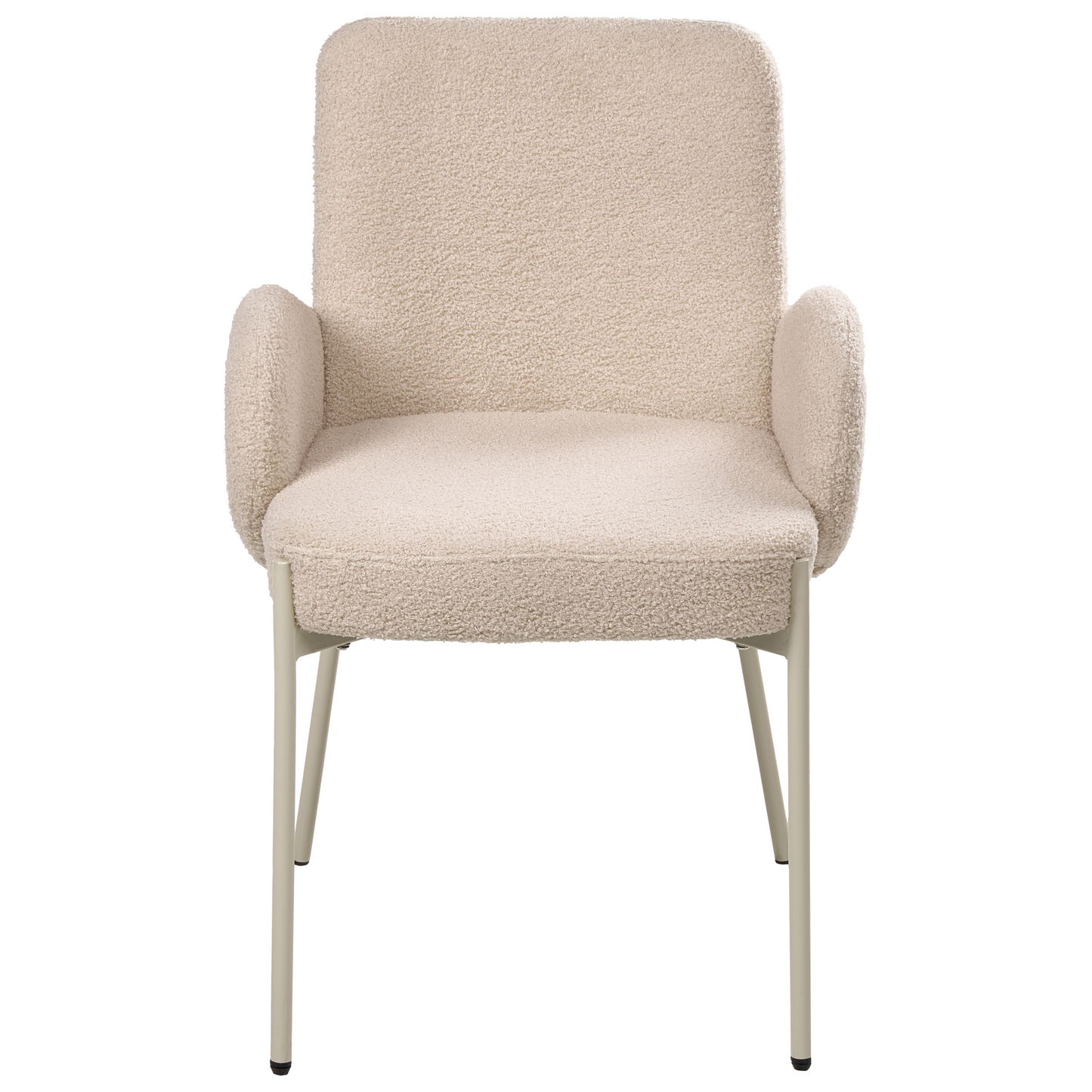 Dining Chair Light Beige Boucle Upholstery Iron Frame Retro Design For Sophisticated Dining Rooms